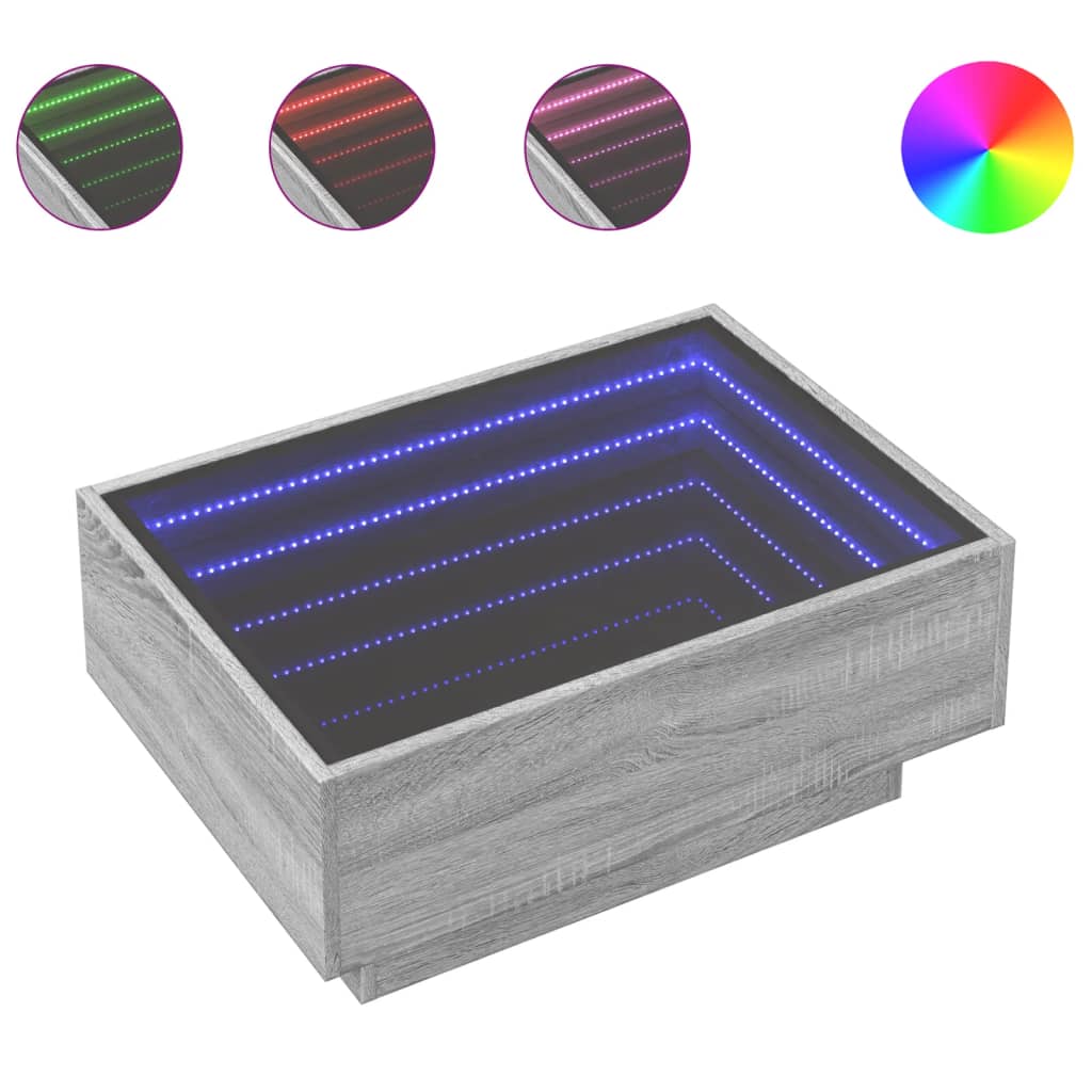 Couchtisch mit LED, sonomagrau, 70 x 50 x 30 cm, Holzwerkstoff