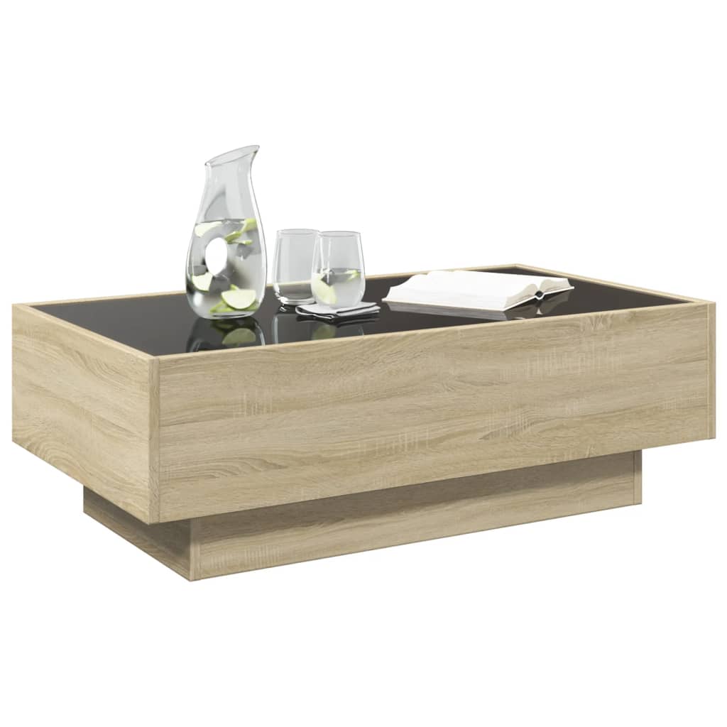 Table basse avec LED chêne sonoma 90x50x30 cm bois d'ingénierie