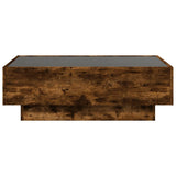 Table basse avec LED chêne fumé 90x50x30 cm bois d'ingénierie