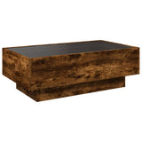 Table basse avec LED chêne fumé 90x50x30 cm bois d'ingénierie