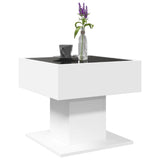 Table basse avec LED blanc 50x50x45 cm bois d'ingénierie