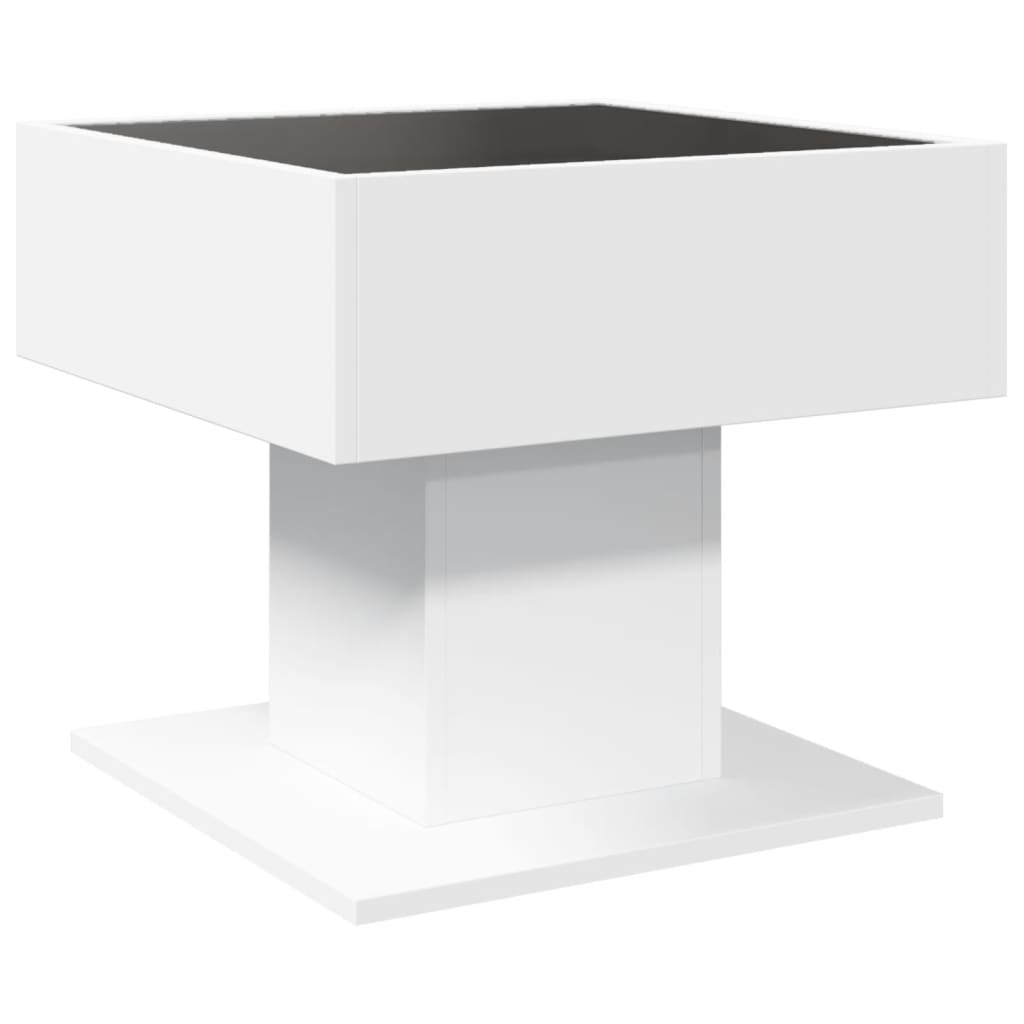 Table basse avec LED blanc 50x50x45 cm bois d'ingénierie