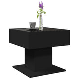 Table basse avec LED noir 50x50x45 cm bois d'ingénierie