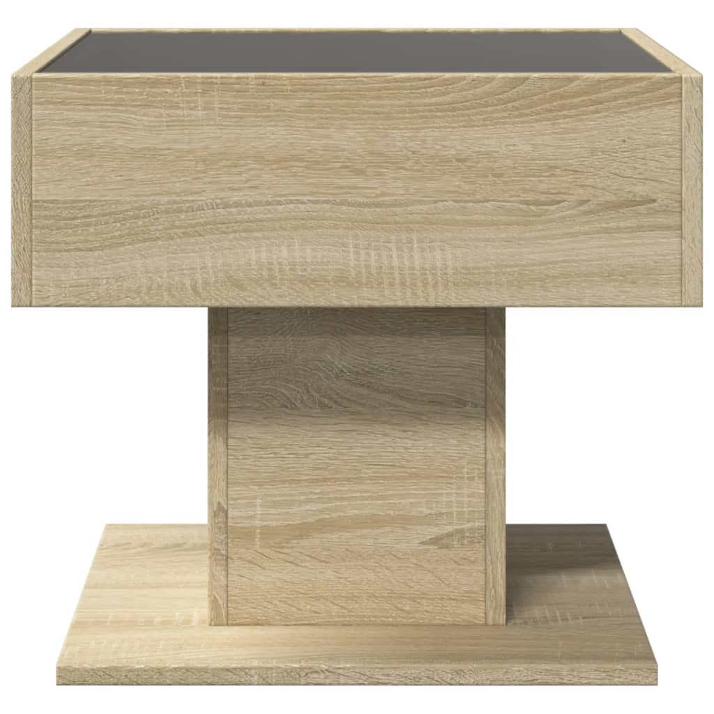 Couchtisch mit LED Sonoma-Eiche 50x50x45 cm, Holzwerkstoff