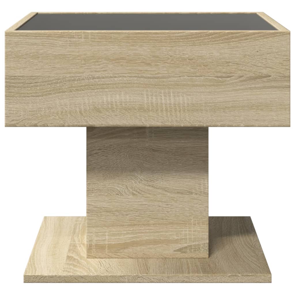 Couchtisch mit LED Sonoma-Eiche 50x50x45 cm, Holzwerkstoff