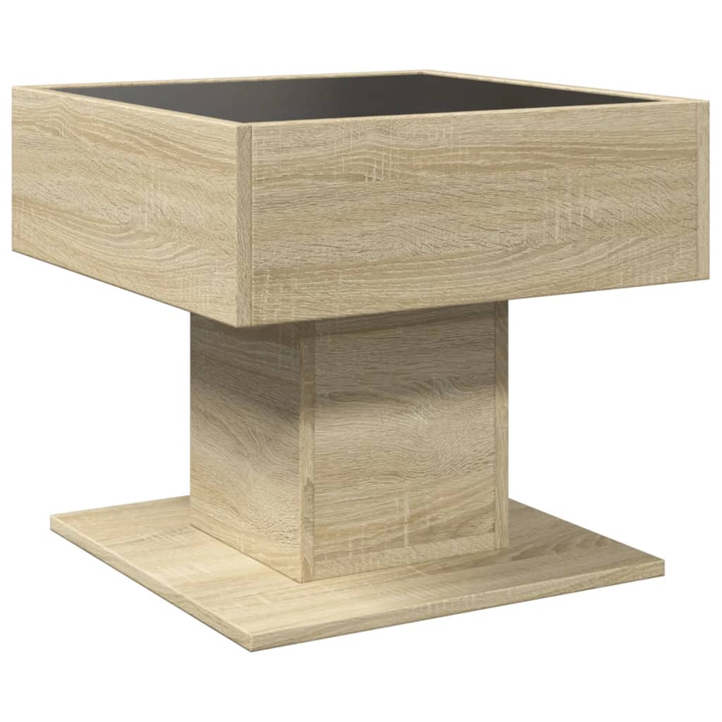 Table basse avec LED chêne sonoma 50x50x45 cm bois d'ingénierie