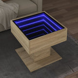 Couchtisch mit LED Sonoma-Eiche 50x50x45 cm, Holzwerkstoff