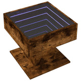 Table basse avec LED chêne fumé 50x50x45 cm bois d'ingénierie