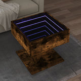 Table basse avec LED chêne fumé 50x50x45 cm bois d'ingénierie