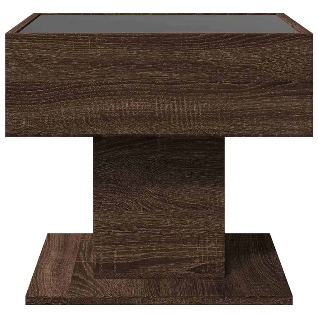 Table basse avec LED chêne marron 50x50x45 cm bois d'ingénierie