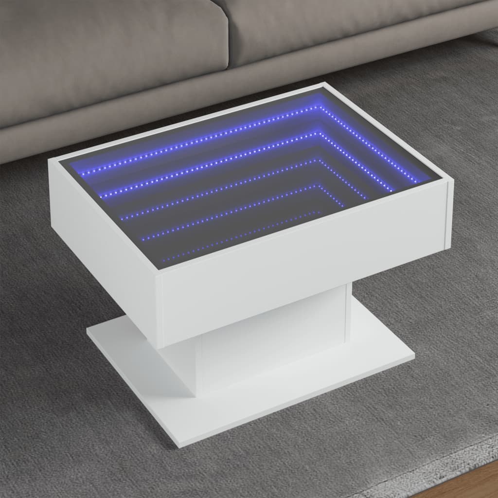 Couchtisch mit weißer LED 70x50x45 cm, Holzwerkstoff