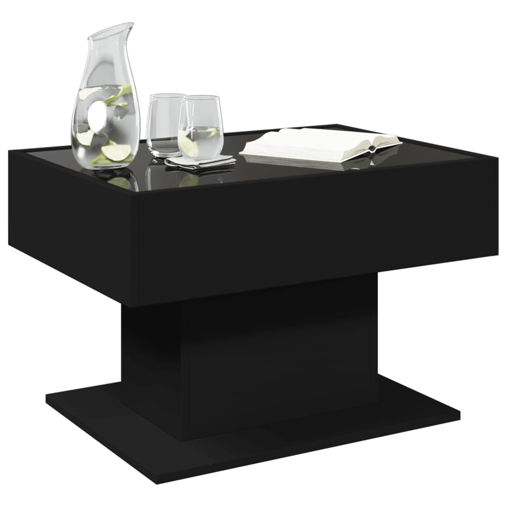 Couchtisch mit schwarzer LED 70x50x45 cm, Holzwerkstoff