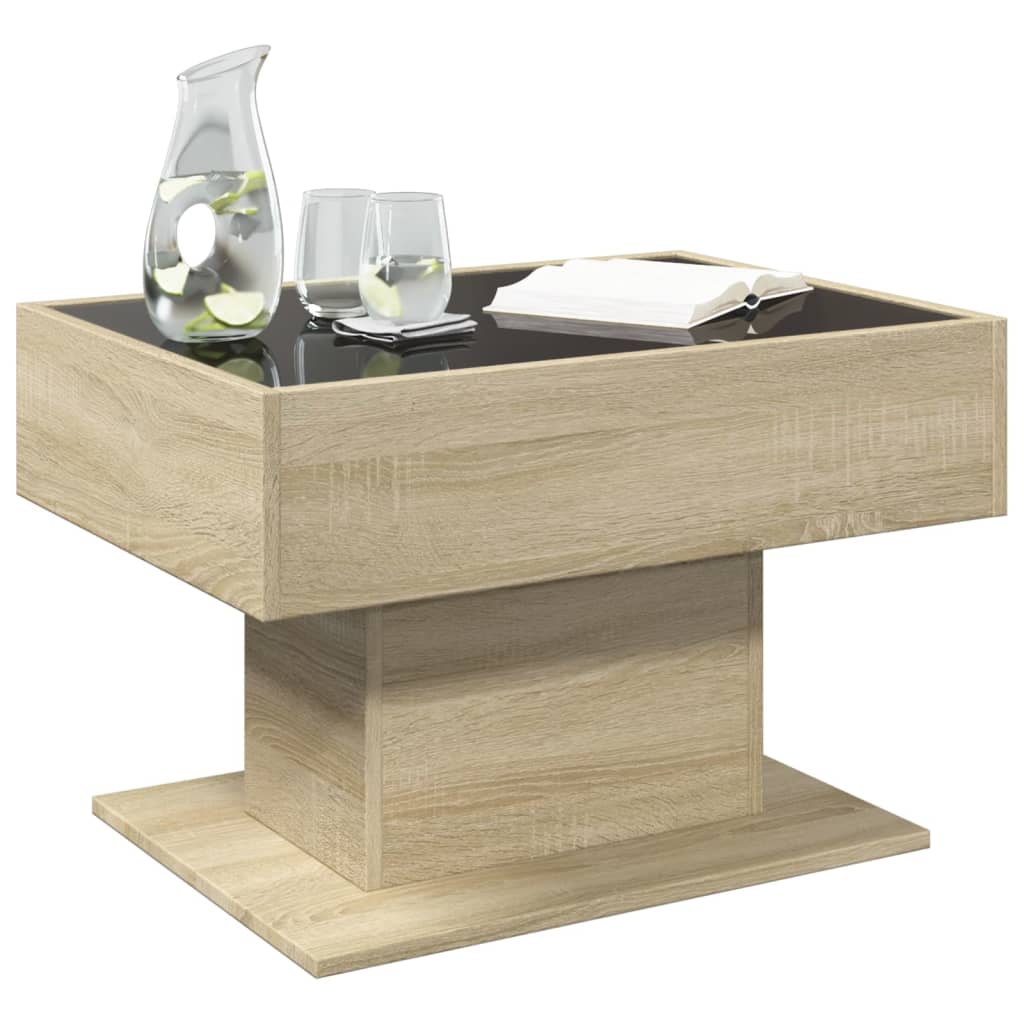 Table basse avec LED chêne sonoma 70x50x45 cm bois d'ingénierie