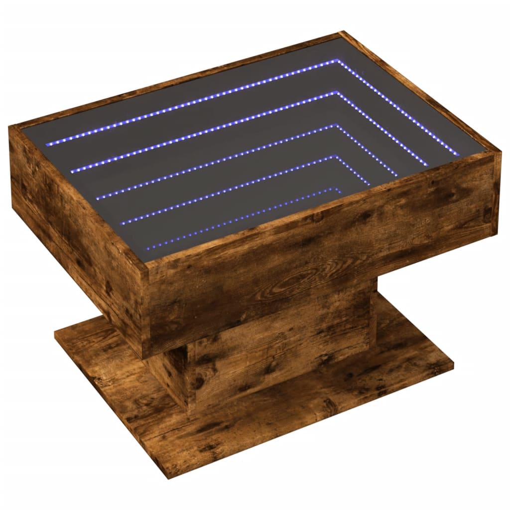 Couchtisch mit LED-Räuchereiche, 70 x 50 x 45 cm, Holzwerkstoff