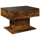 Table basse avec LED chêne fumé 70x50x45 cm bois d'ingénierie