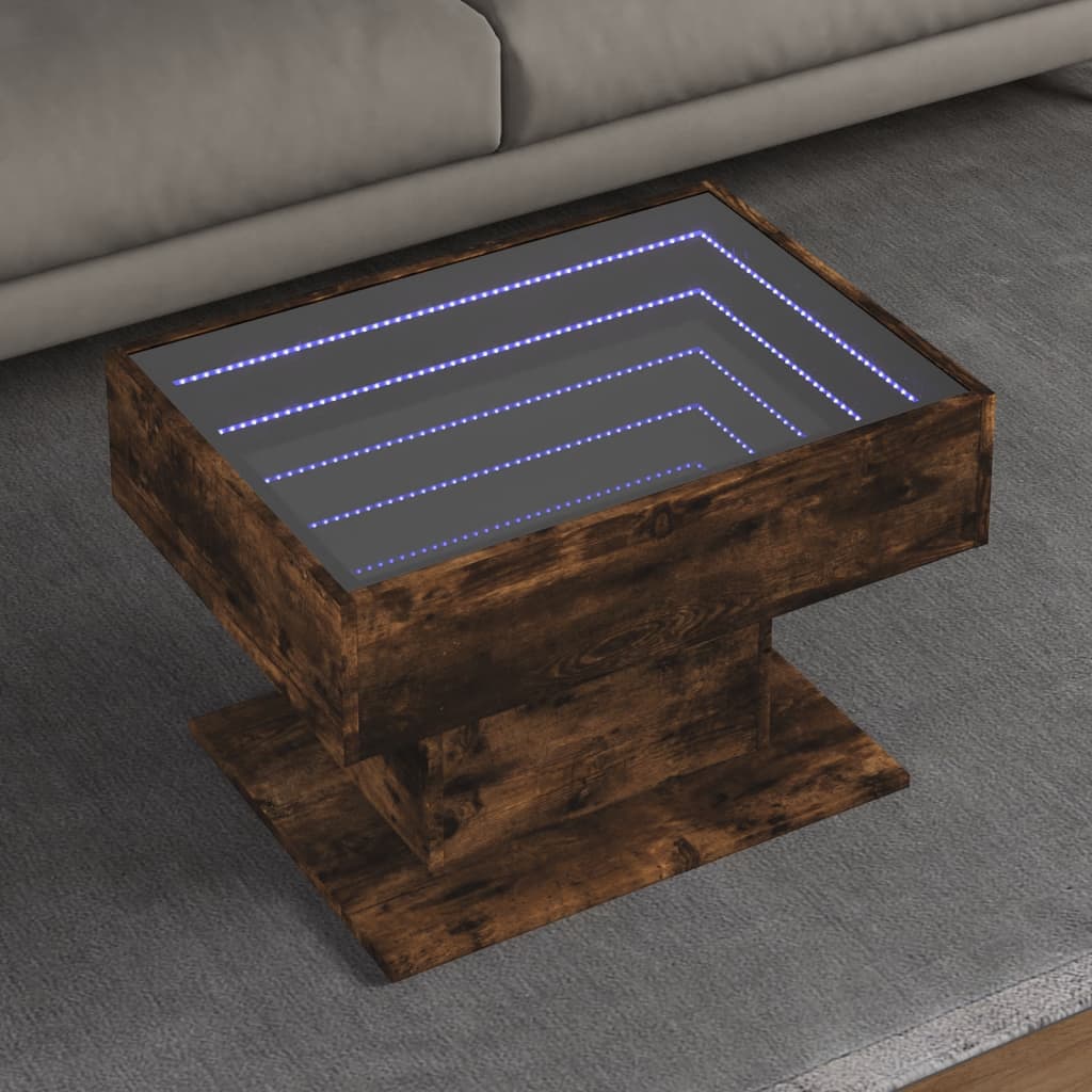 Couchtisch mit LED-Räuchereiche, 70 x 50 x 45 cm, Holzwerkstoff