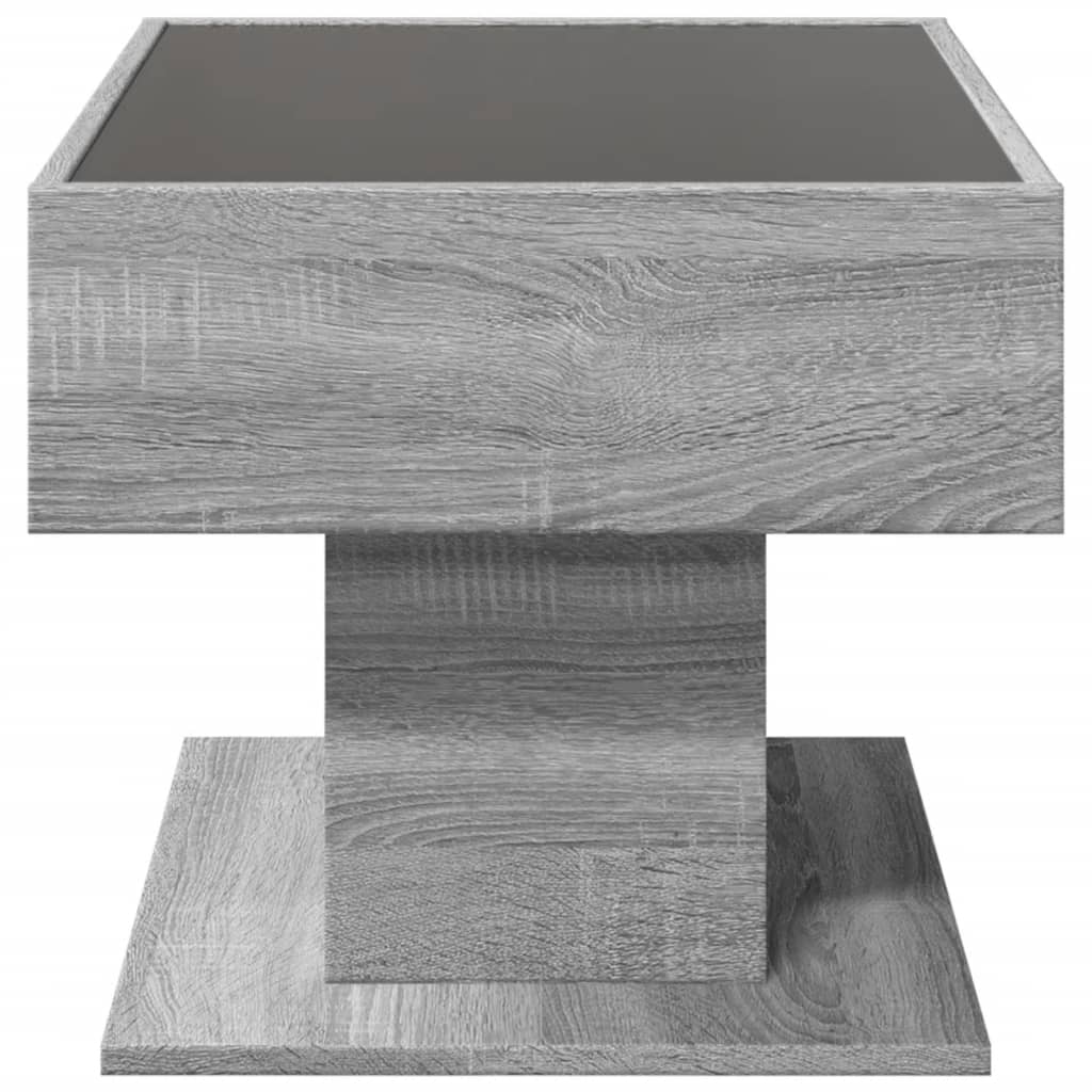 Table basse avec LED sonoma gris 70x50x45 cm bois d'ingénierie