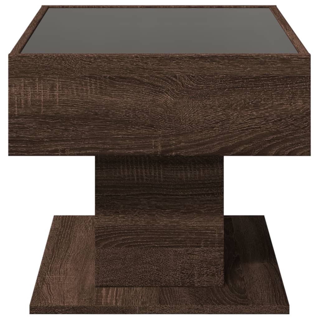 Table basse avec LED chêne marron 70x50x45 cm bois d'ingénierie