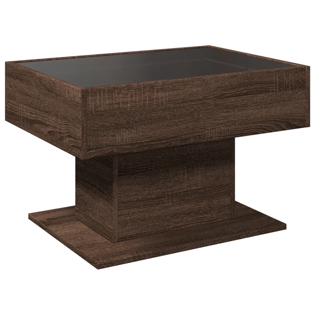 Table basse avec LED chêne marron 70x50x45 cm bois d'ingénierie