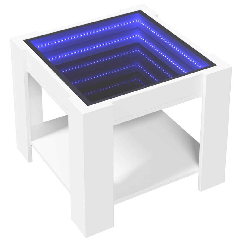 Couchtisch mit weißer LED 53x53x45 cm, Holzwerkstoff