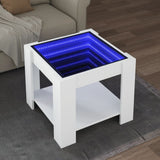 Couchtisch mit weißer LED 53x53x45 cm, Holzwerkstoff