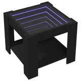 Table basse avec LED noir 53x53x45 cm bois d'ingénierie