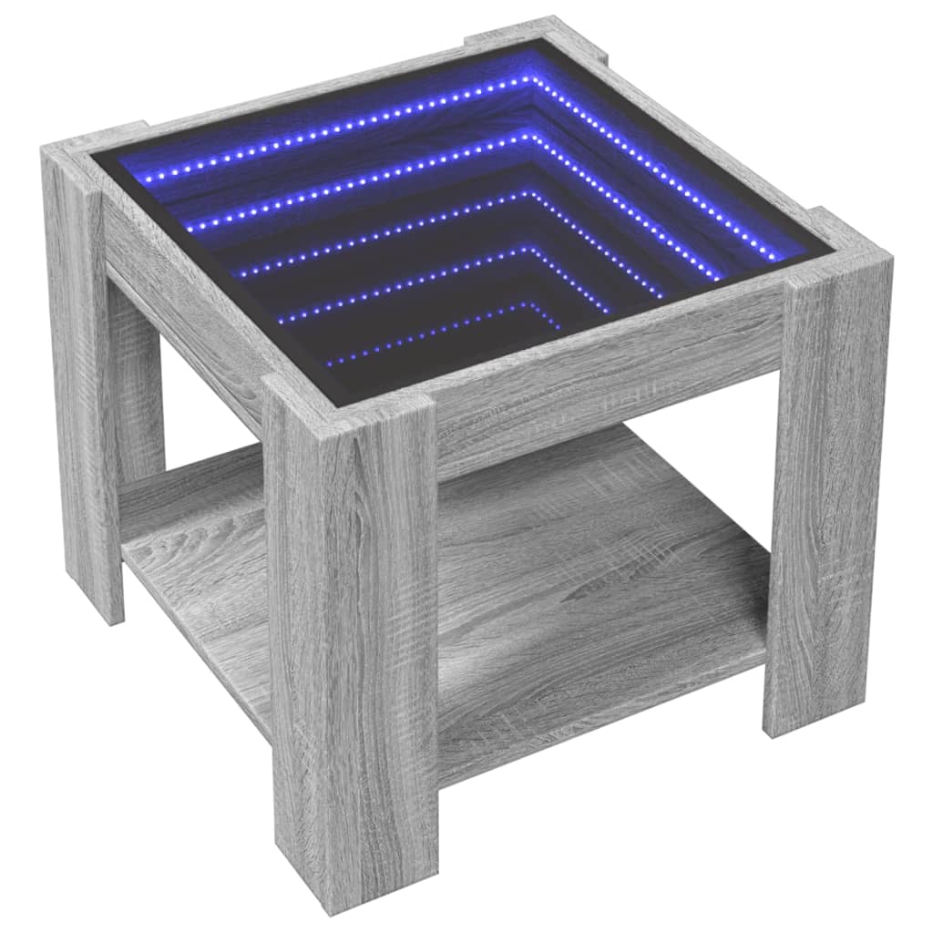 Table basse avec LED sonoma gris 53x53x45 cm bois d'ingénierie