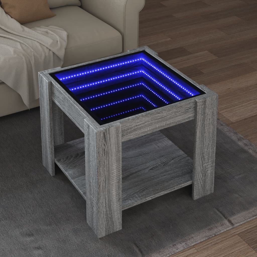 Table basse avec LED sonoma gris 53x53x45 cm bois d'ingénierie