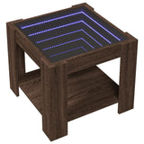 Couchtisch mit LED, braune Eiche, 53 x 53 x 45 cm, Holzwerkstoff