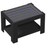 Table basse avec LED noir 73x53x45 cm bois d'ingénierie