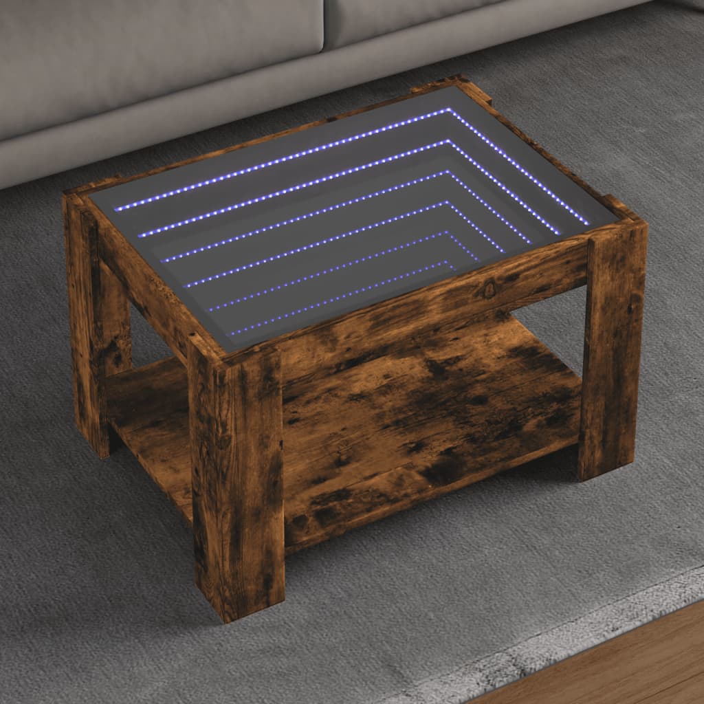 Couchtisch mit LED-Räuchereiche, 73 x 53 x 45 cm, Holzwerkstoff