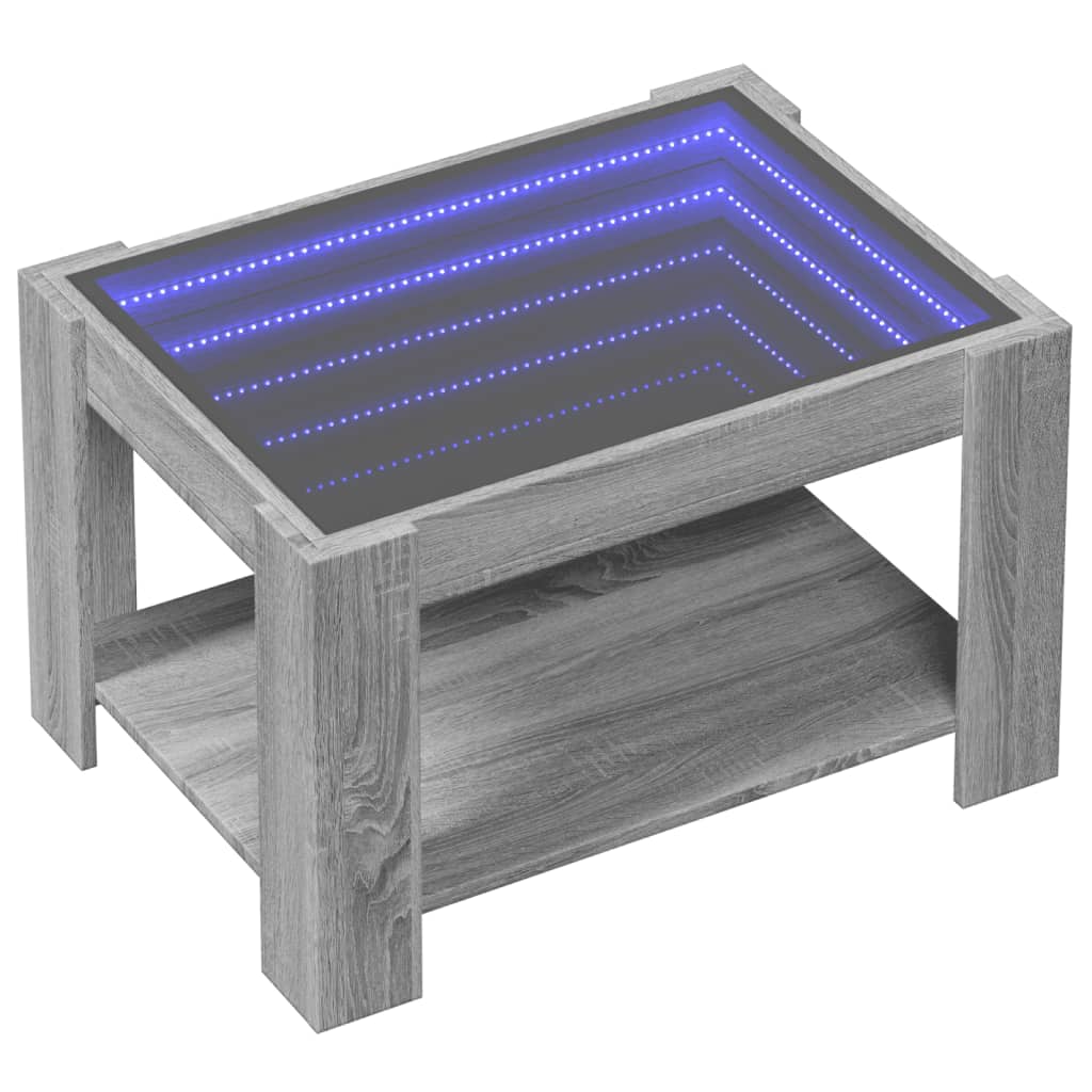 Coffee table with LED sonoma gray 73x53x45 cm engineered wood