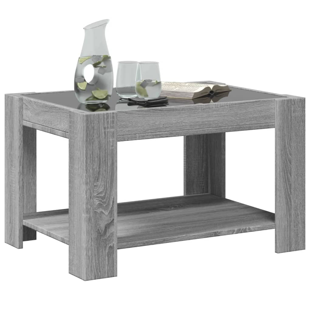 Coffee table with LED sonoma gray 73x53x45 cm engineered wood