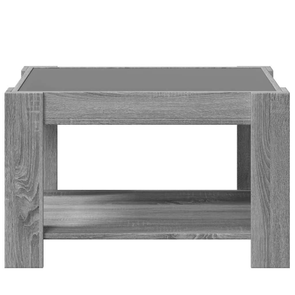 Coffee table with LED sonoma gray 73x53x45 cm engineered wood