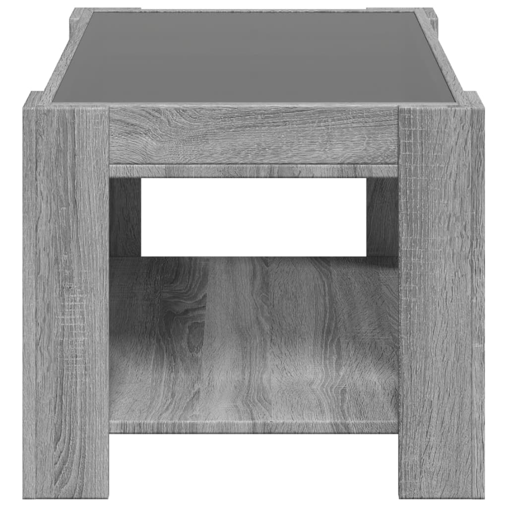 Coffee table with LED sonoma gray 73x53x45 cm engineered wood