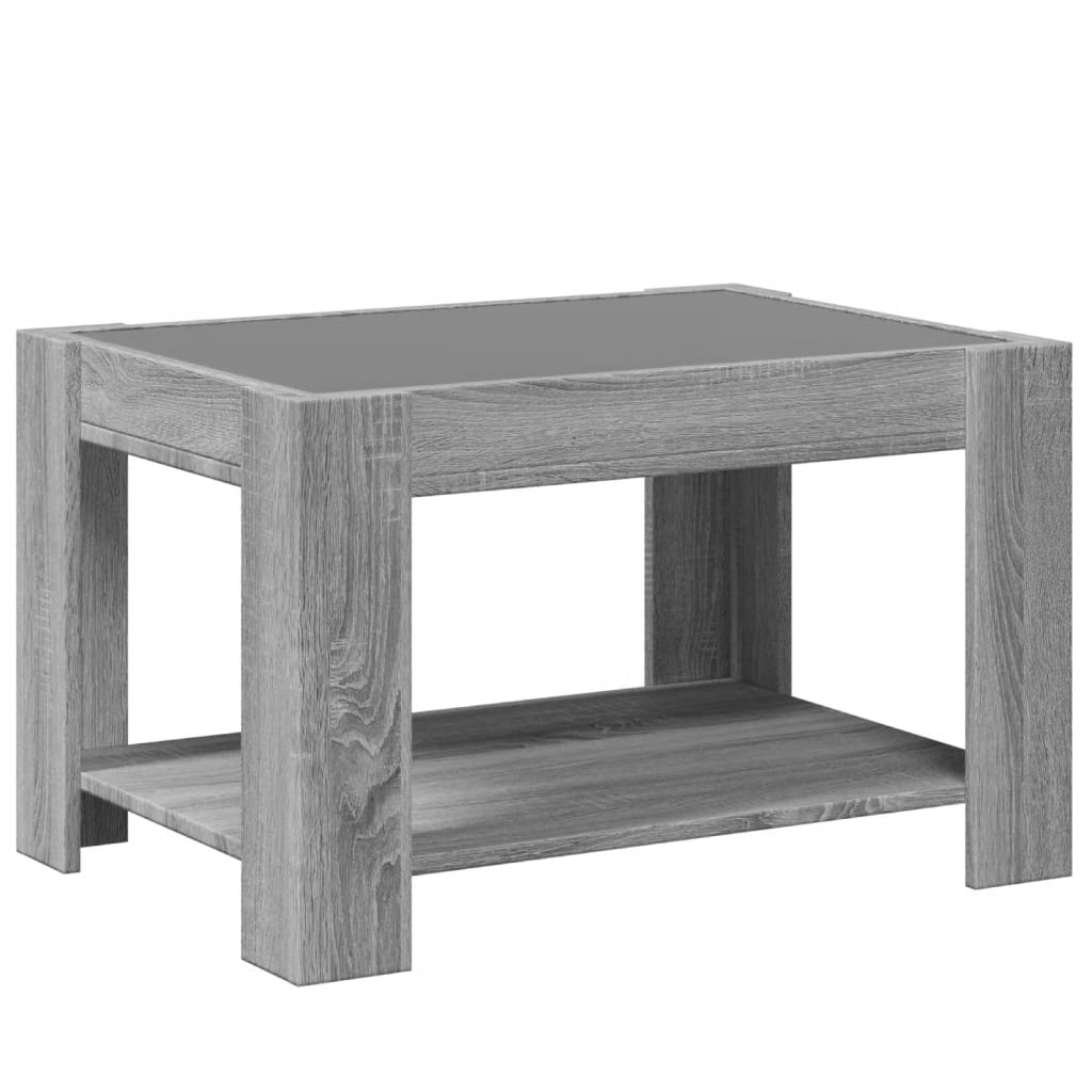 Coffee table with LED sonoma gray 73x53x45 cm engineered wood