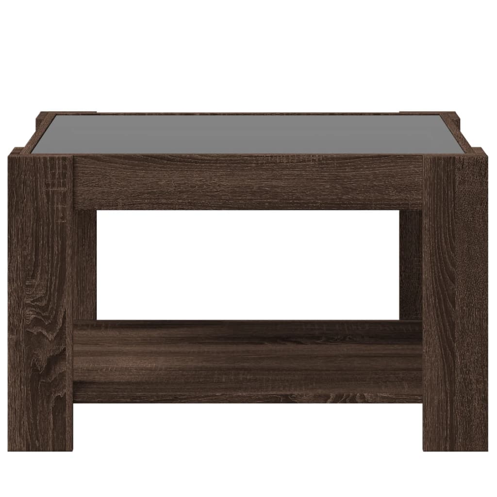 Table basse avec LED chêne marron 73x53x45 cm bois d'ingénierie