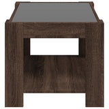 Table basse avec LED chêne marron 73x53x45 cm bois d'ingénierie