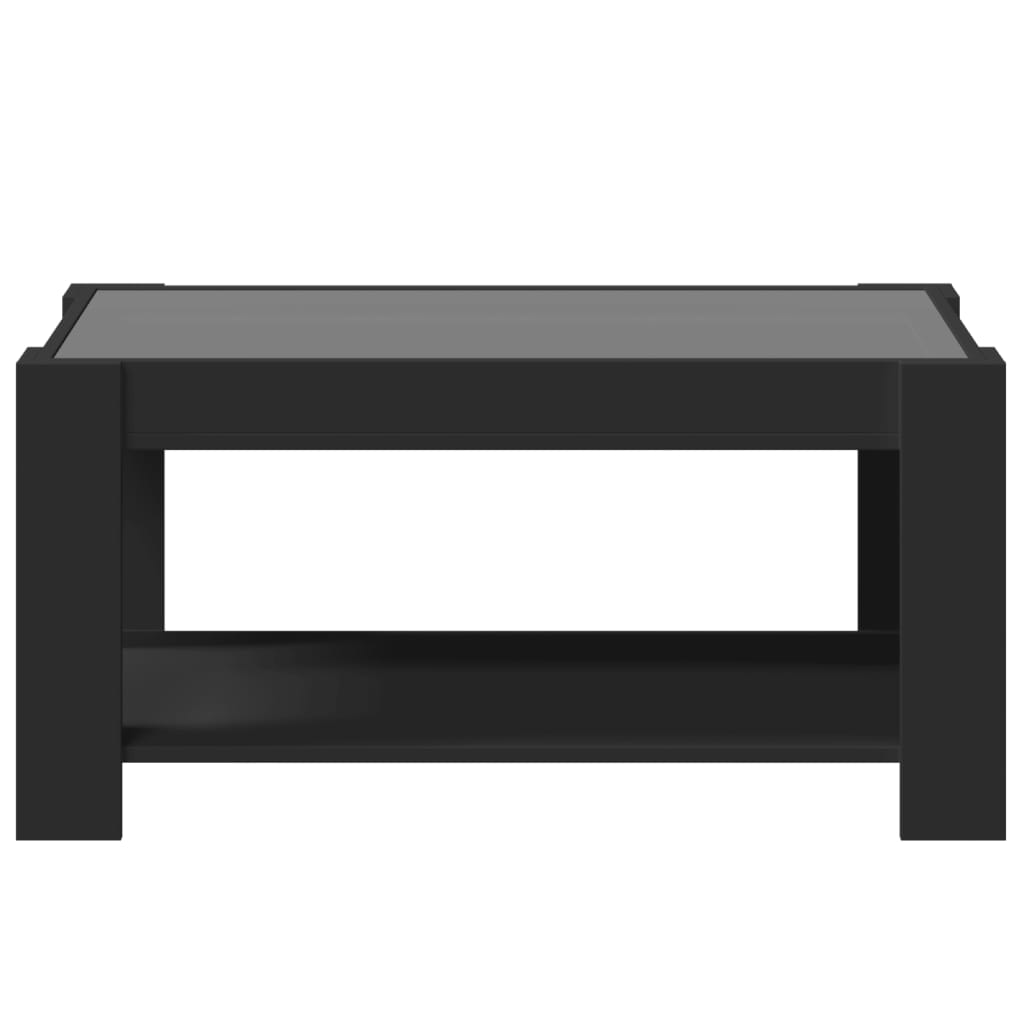 Coffee table with LED black 93x53x45 cm engineered wood