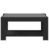 Coffee table with LED black 93x53x45 cm engineered wood