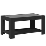 Coffee table with LED black 93x53x45 cm engineered wood