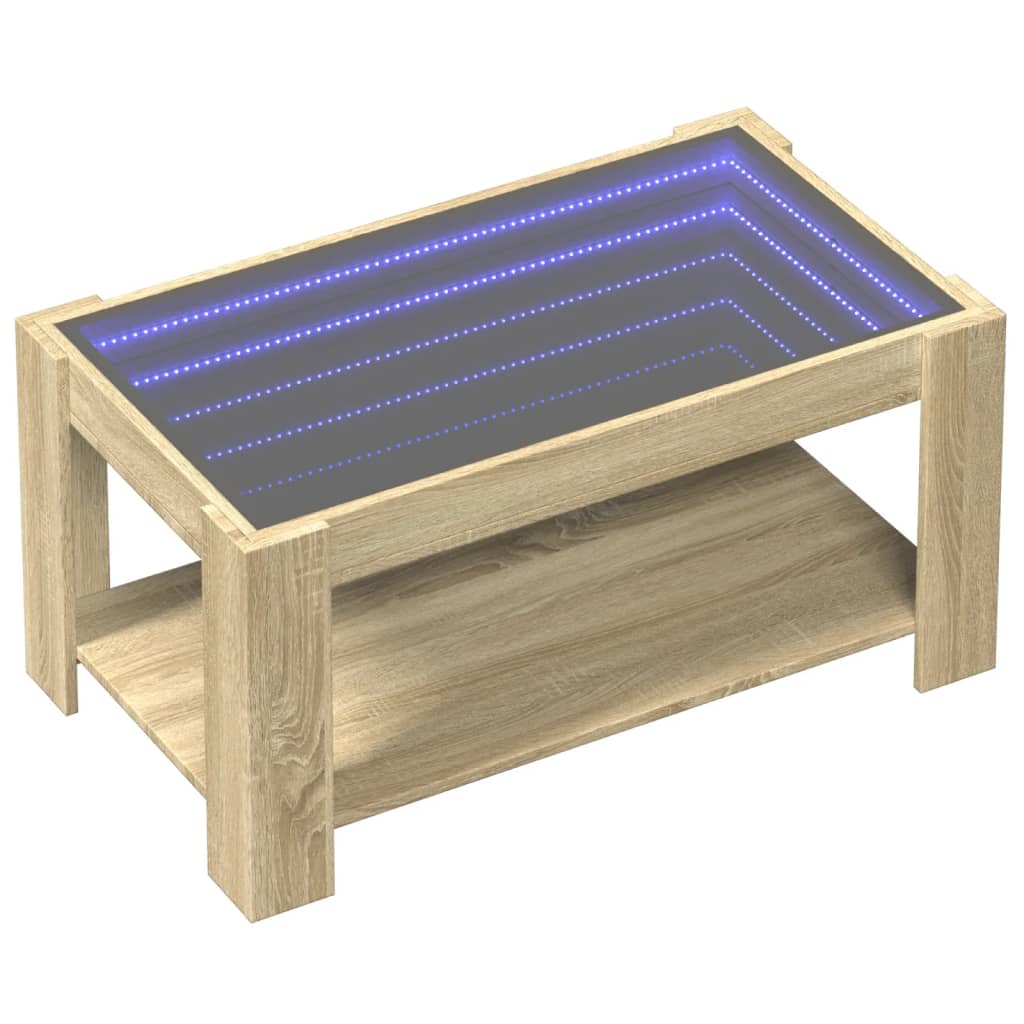 Table basse avec LED chêne sonoma 93x53x45 cm bois d'ingénierie