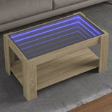 Couchtisch mit LED, Sonoma-Eiche, 93 x 53 x 45 cm, Holzwerkstoff