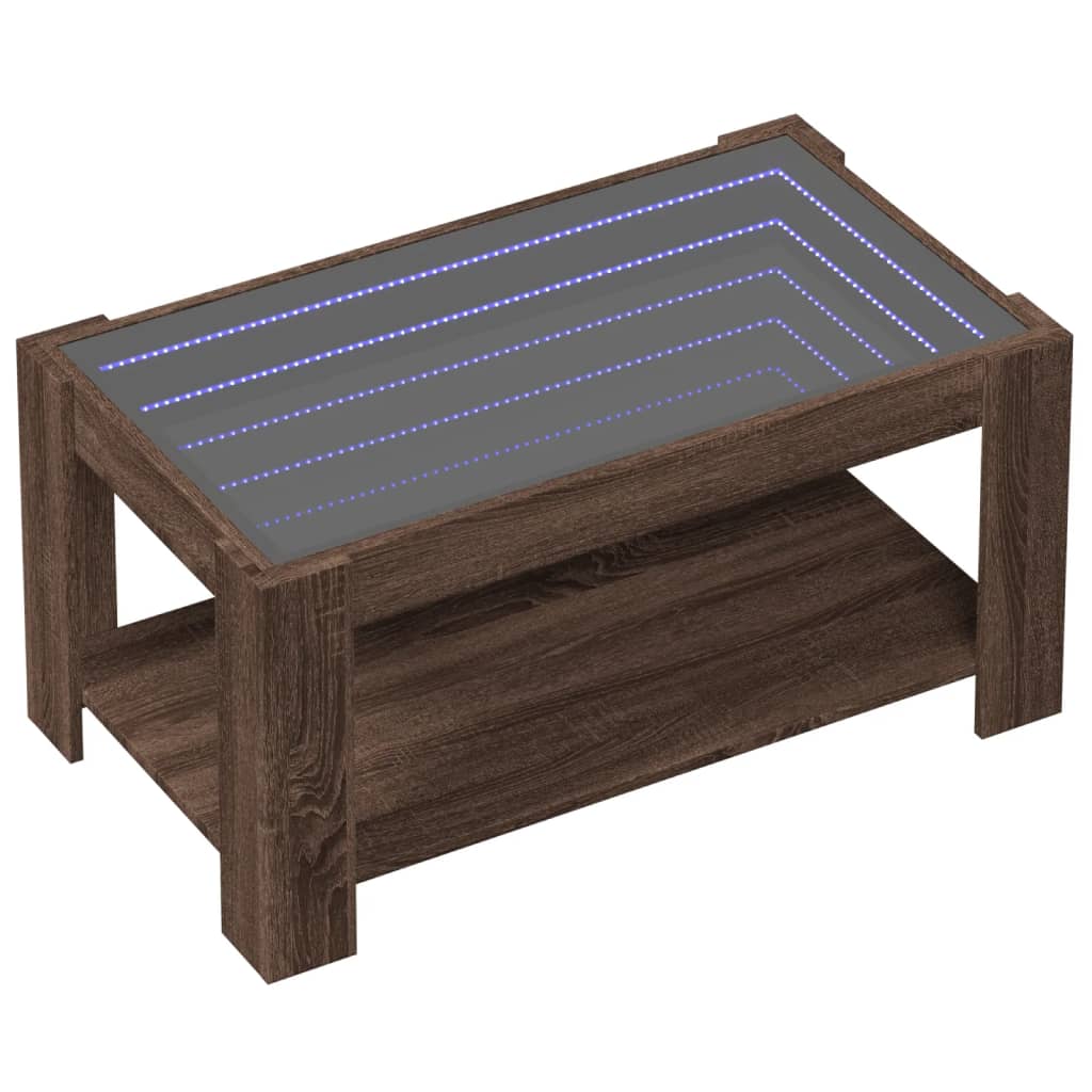 Couchtisch mit LED, braune Eiche, 93 x 53 x 45 cm, Holzwerkstoff