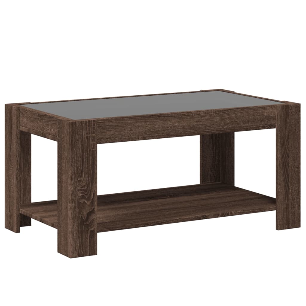 Table basse avec LED chêne marron 93x53x45 cm bois d'ingénierie