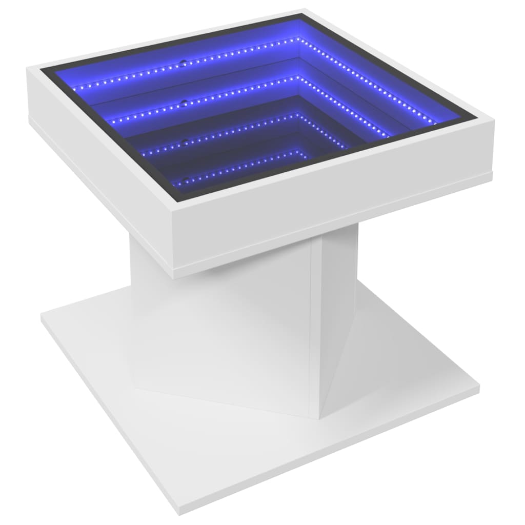 Couchtisch mit weißer LED 50x50x45 cm, Holzwerkstoff