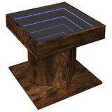 Table basse avec LED chêne fumé 50x50x45 cm bois d'ingénierie