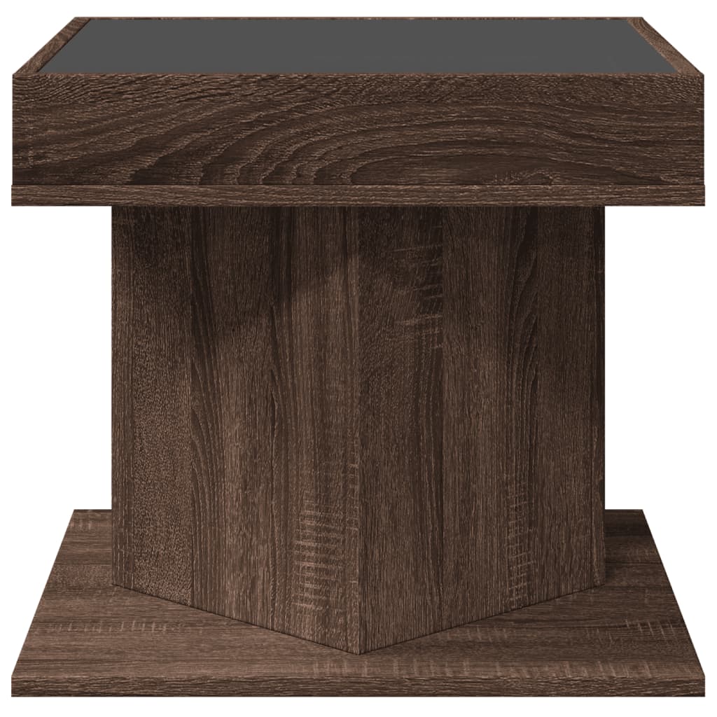 Table basse avec LED chêne marron 50x50x45 cm bois d'ingénierie