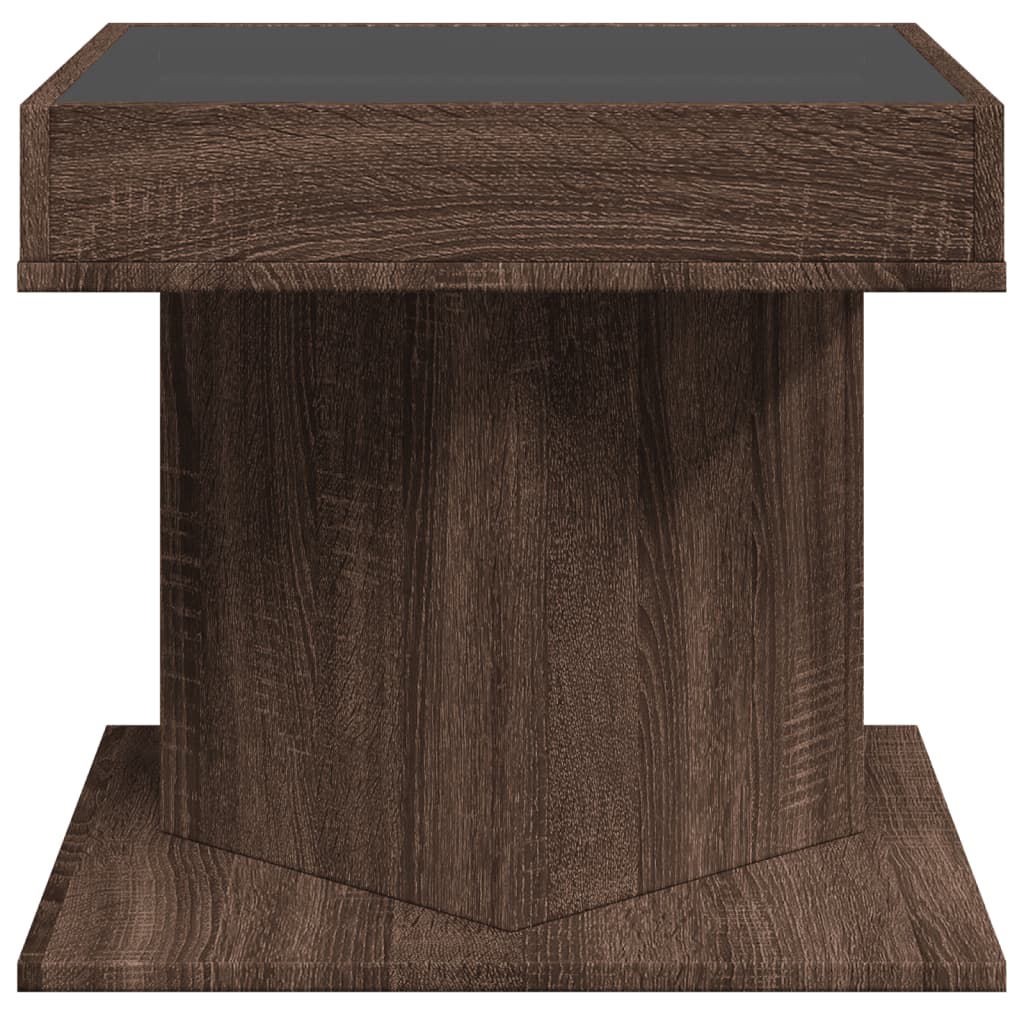 Table basse avec LED chêne marron 50x50x45 cm bois d'ingénierie