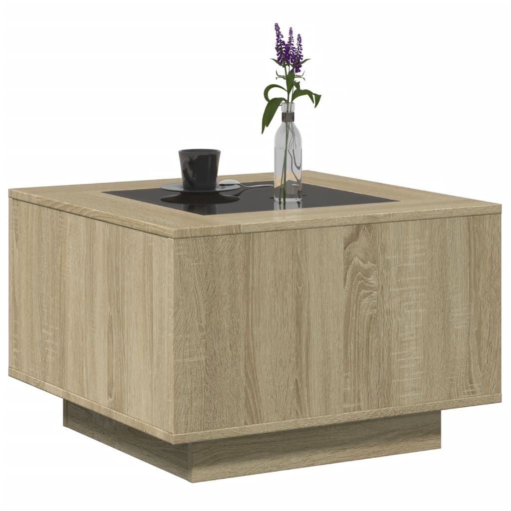 Table basse avec LED chêne sonoma 60x60x40 cm bois d'ingénierie